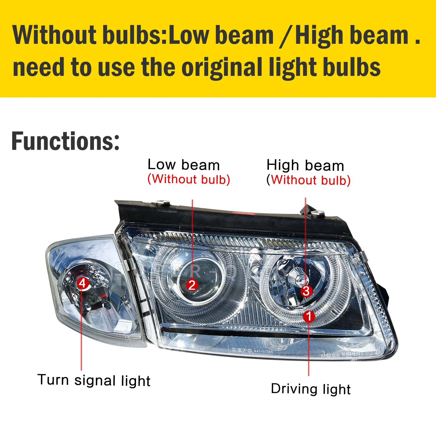 for Volkswagen Santana B5 2001 -2005 Headlights Assembly for vw santana Headlamp Car accessories