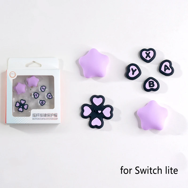 Cute Cross D-Pad Button Cap Silicone Soft Thumb Grips Set ABXY Key Sticker Joystick Cover Cap for Nintendo Switch/OLED/Lite