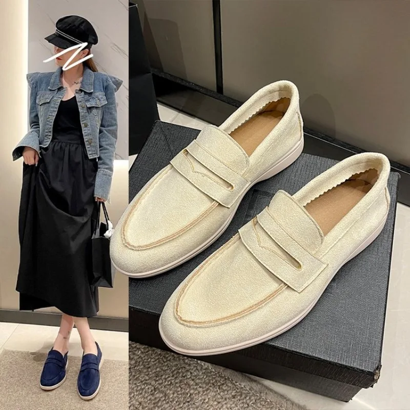 Women Loafers Spring Slip on Woman Designer Them Flat Shoes British Style Retro Breathable Mules Comfortable Flat Shoes 2024