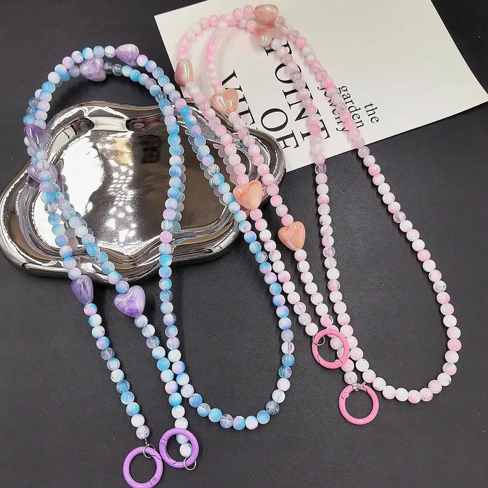 Fashion Beaded Anti-loss Shoulder Bag Chain Mobile Phone Chain Bag Crossbody Chain Carrying Chain Hanging Rope Straps Colorful