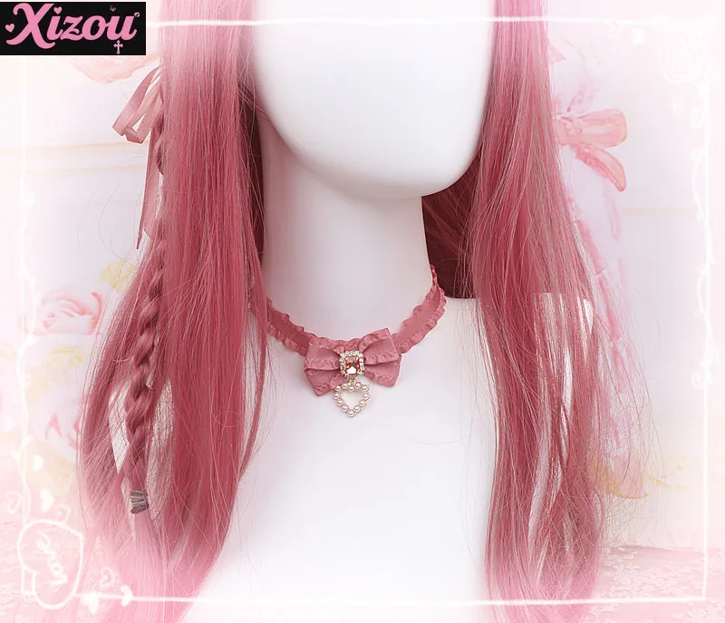 

Japanese Sweet Cute Lady Bow Rhinestone Love Pearl Necklace Collar Women's Mine Series Mass Production Type Lolita Accessories