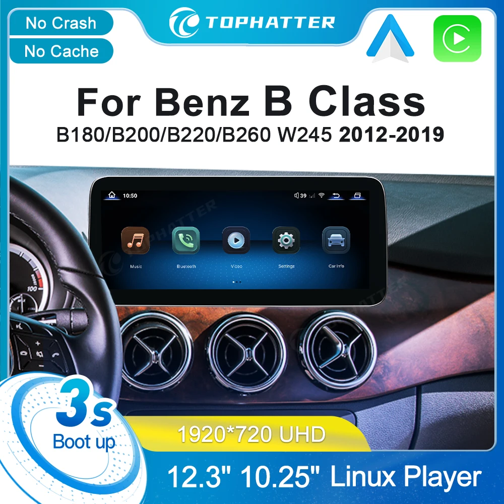 

12.3" Linux Car Radio For Mercedes Benz W245 W246 B-Class B180 B200 CarPlay Android Auto Multimedia Player Head Unit Screen