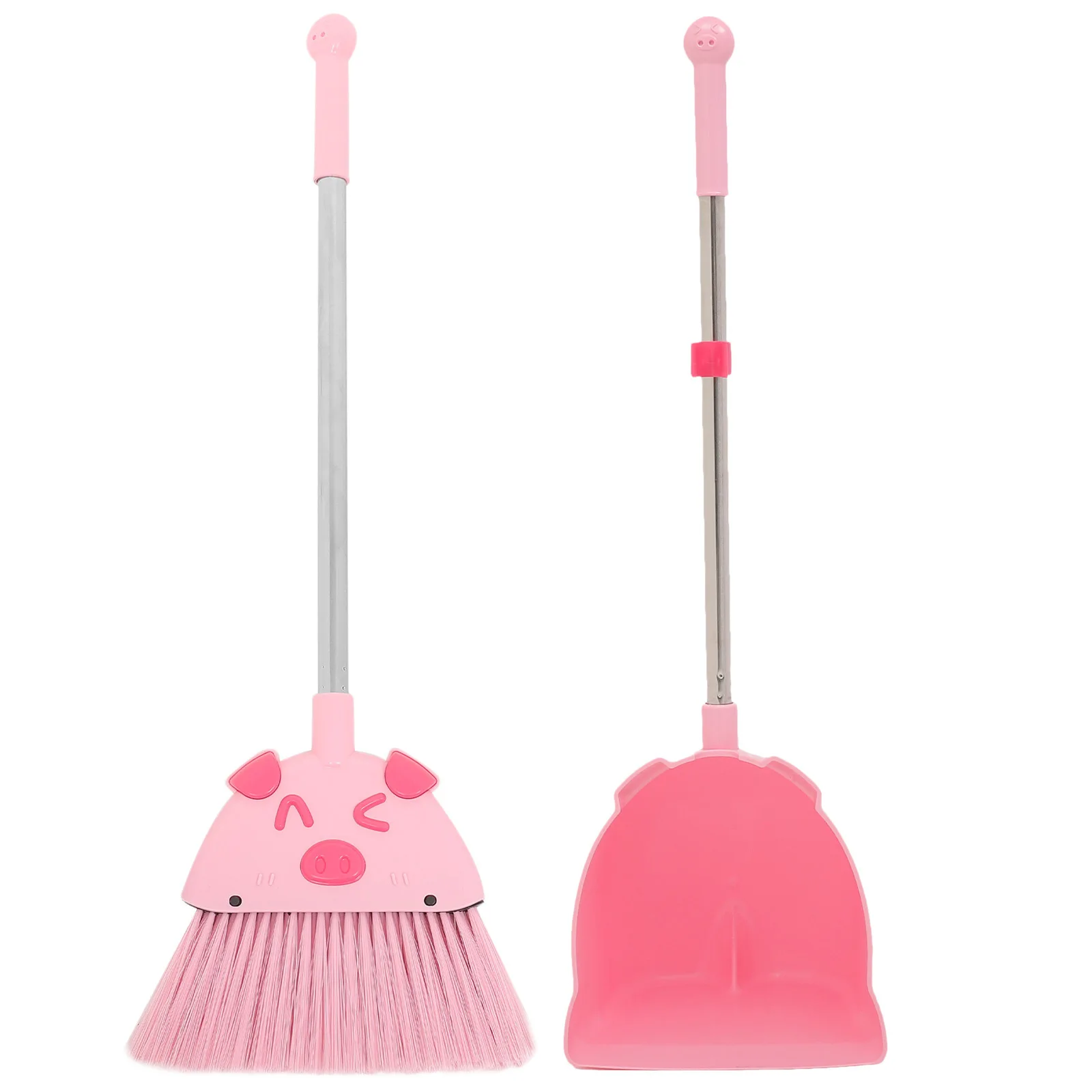 مجموعة واحدة من مكنسة الأطفال ومجرفة تصميم خنزير كرتوني أداة تدريب تنظيف الوالدين والطفل للأطفال كنس منزلي