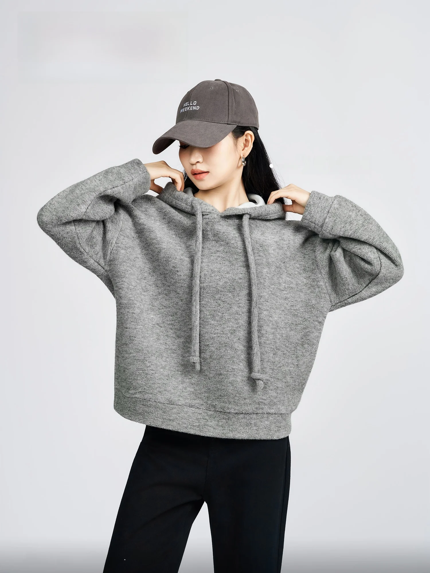 

Свободный повседневный свитер для глаз, женская внутренняя одежда, осень-зима, новая толстовка с капюшоном Sle Fing Thiened Long Sve