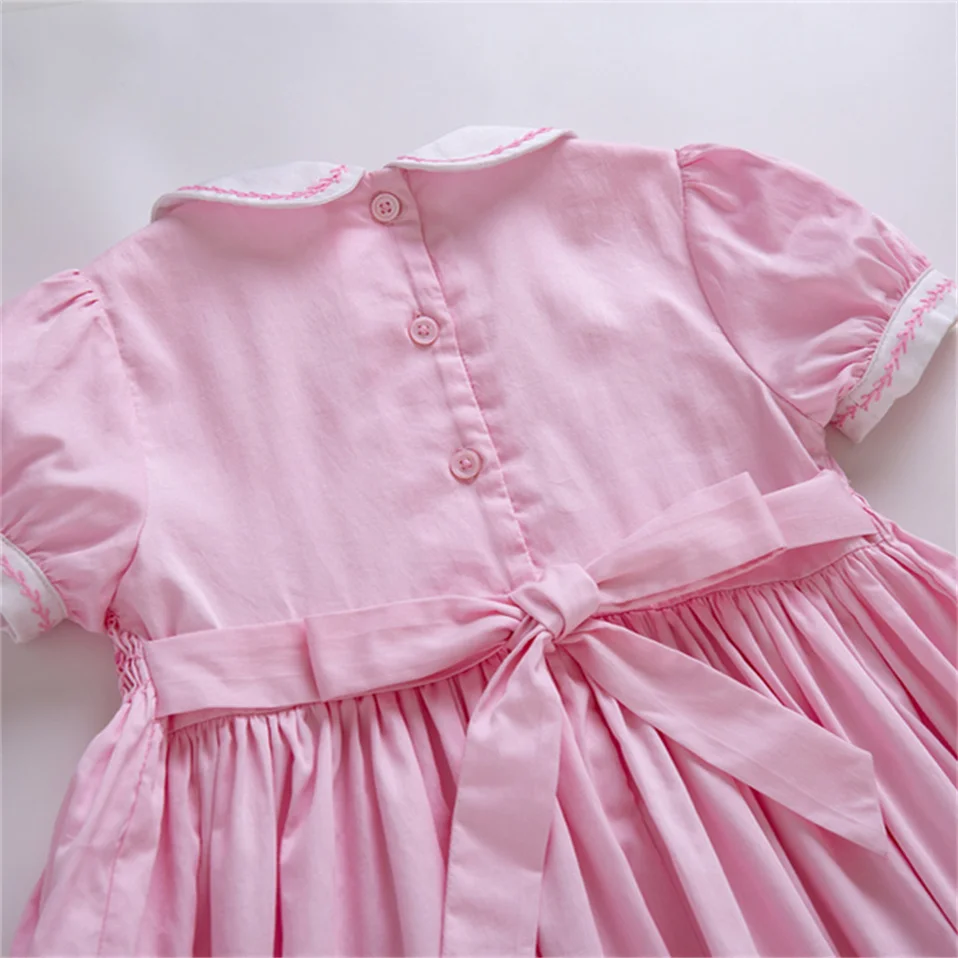 Pettigirl Summer Kids Children Pink Vintage Spanish Smocked Princess Dresses for Toddlers Baby Girls Flowers 2345681012 Years