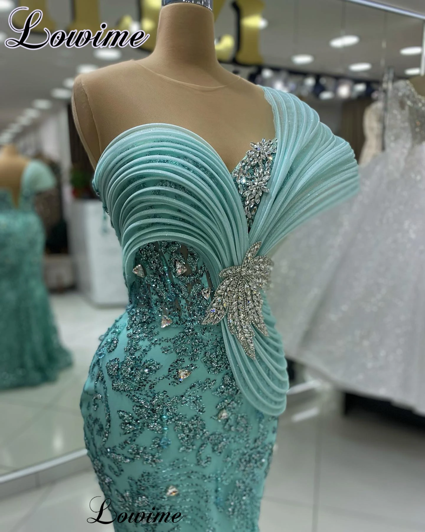 Mint Green Special Celebrity Dresses Mermaid Sleeveless Evening Gowns Elegant Haute Coutures Vestidos De Gala Pageant Gowns