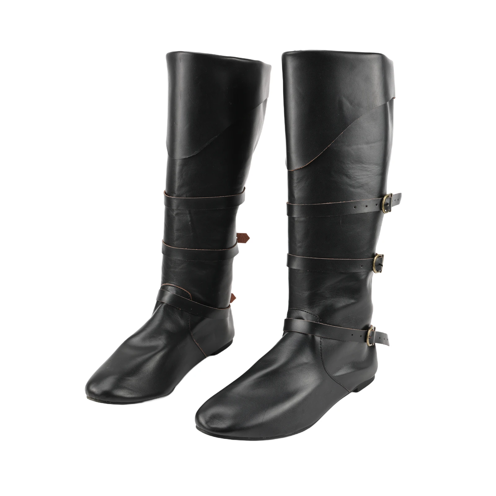 Black Red Yellow Male Renaissance Boots Medieval Pirate Boots Men Faux Leather Gothic Boots Flat Jazz Boots