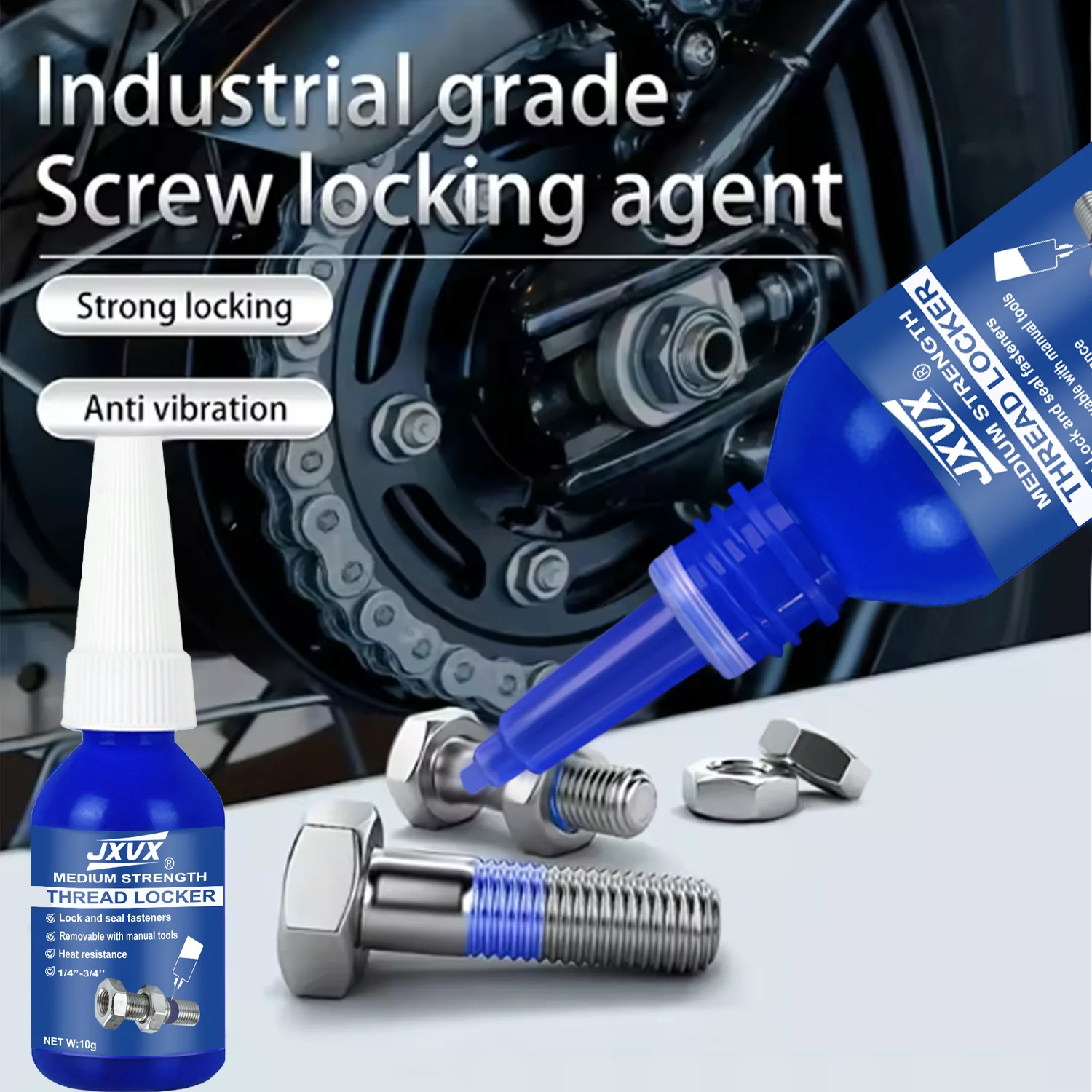 JXVX Thread Locker Nuts-Pins, Screw Adhesive Lock Tight Sealing Fasteners Anaerobic Curing Metal Glue, Rust Proof，Quick-Drying。
