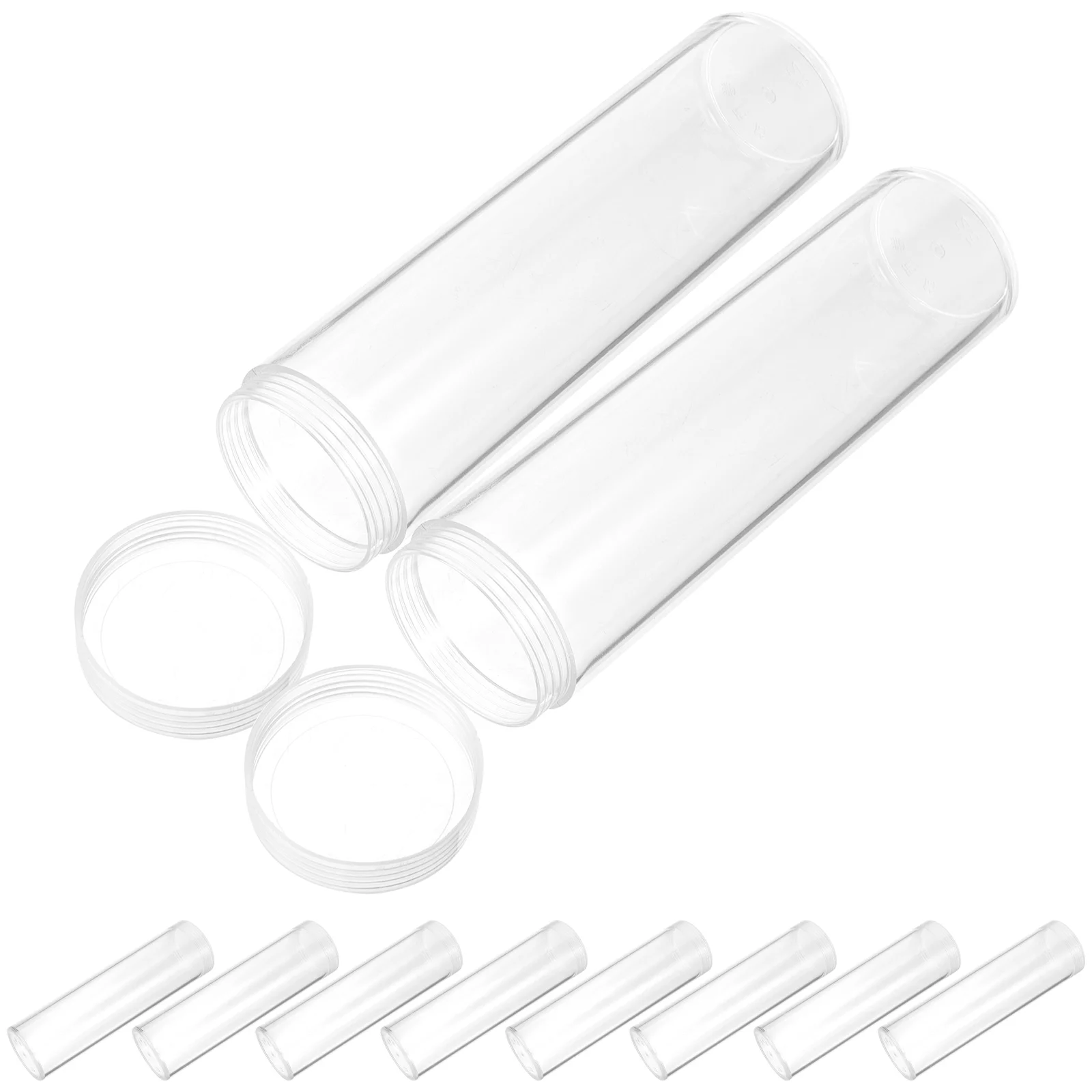 Capsules porte-monnaie en plastique, diamètre 25mm, 10 pièces, conteneur de collecte de poudres, tube de stockage fournitures quart