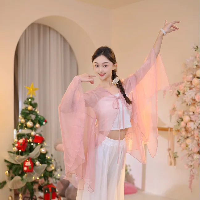 زي الرقص الكلاسيكي للمعلمات أنيق من الشاش للكبار فضفاض خرافي ترفرف على الطراز الوطني زي رقص شال علوي