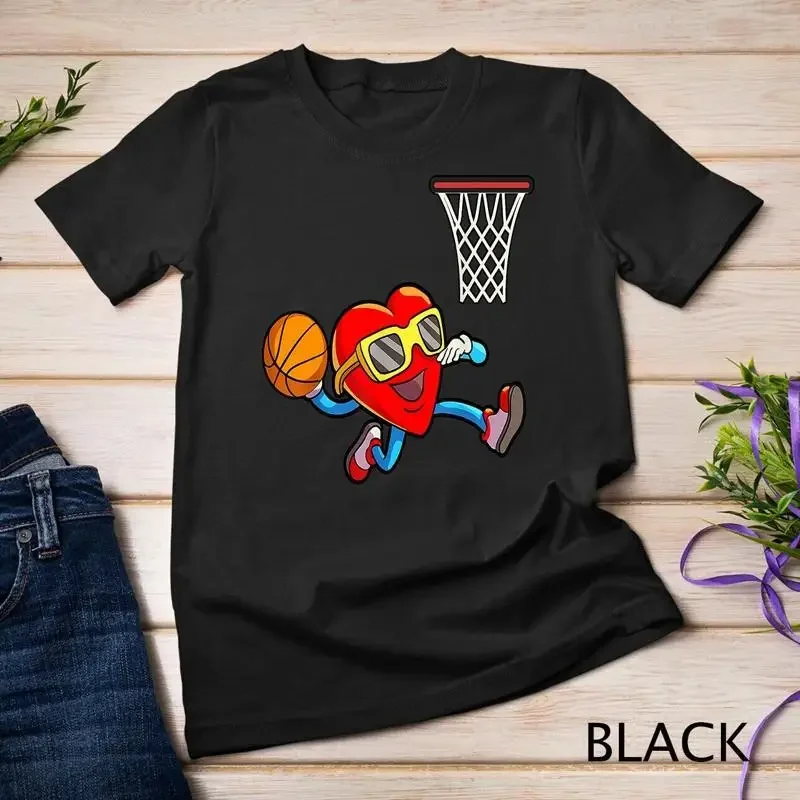 Valentines Day Kids Boys Men Heart Dunking Basketball T Shirt Unisex T shirt