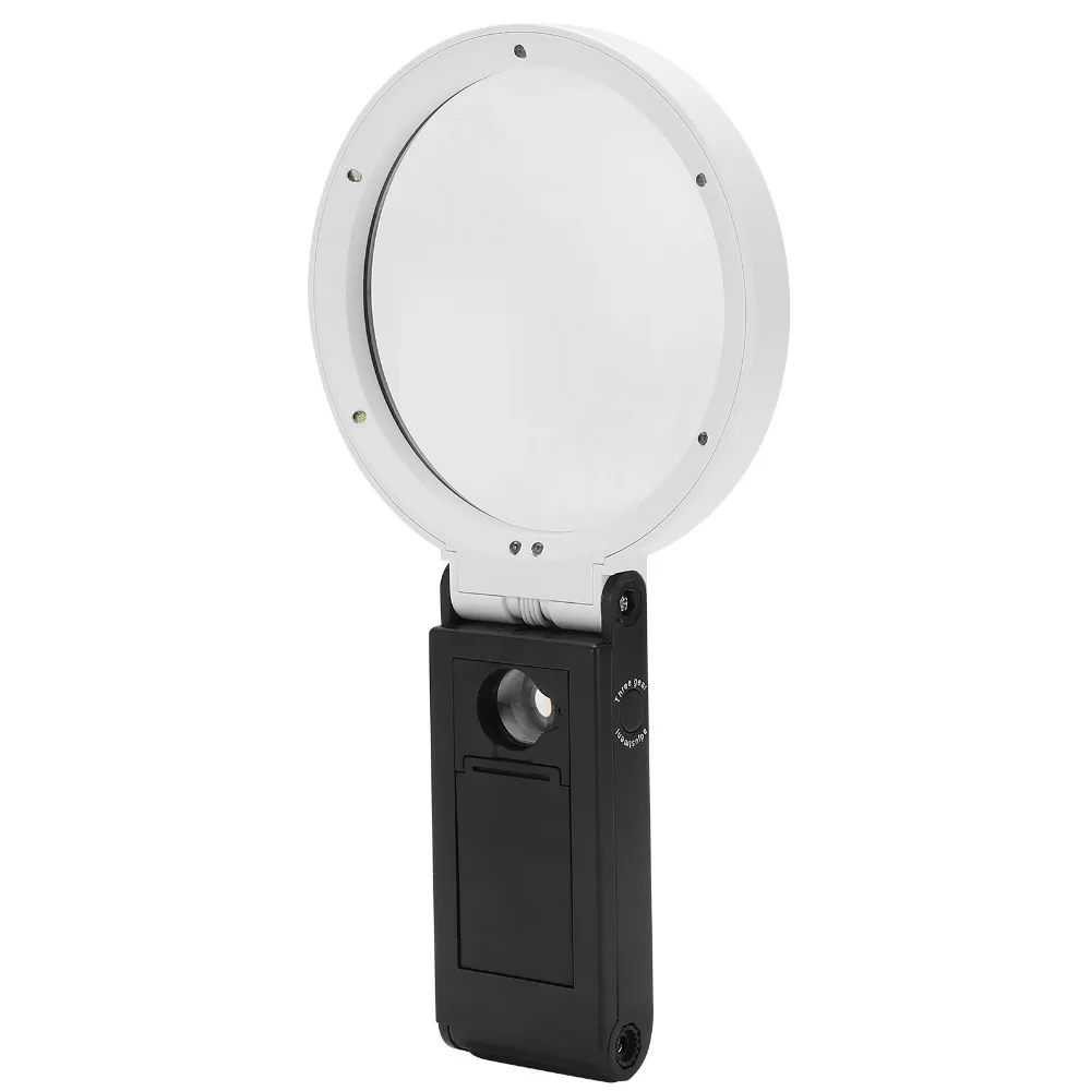 3.5X 25X Magnification Folding Magnifying Glass LED Light Folding Design Handheld Magnifier White Portable Reading Magnifier