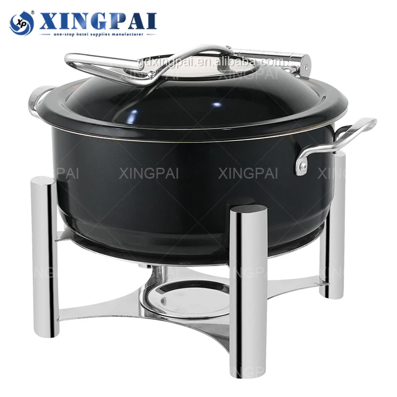 Commercial Buffet Equipment Black Color Chafing Dish Round Chafing Dish Pour Buffet Stainless Steel Chaffing Dish