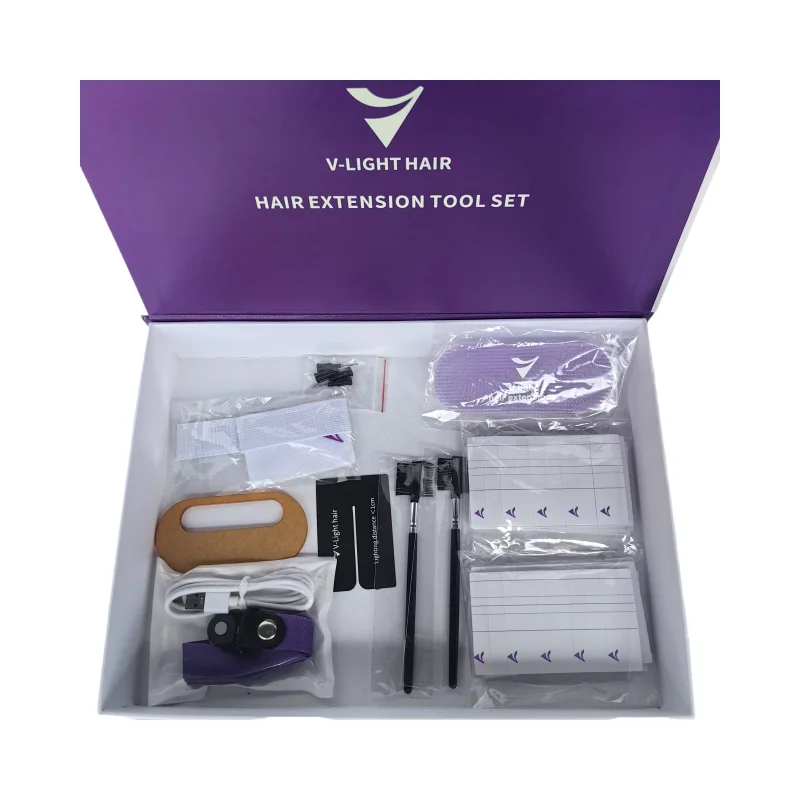 Black V-Light Seamless Hair Extensions High-Tech Hairdressing Tool Set for Styling And Beautifying