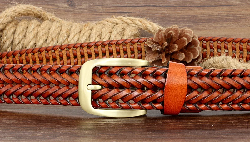 Männer Und Frauen Gürtel Aus Echtem Leder Weibliche Luxus Strap Gürtel Kummerbund Gewebt Gestrickte Qualität Hohe Jeans Hosen Zubehör – Detail 12