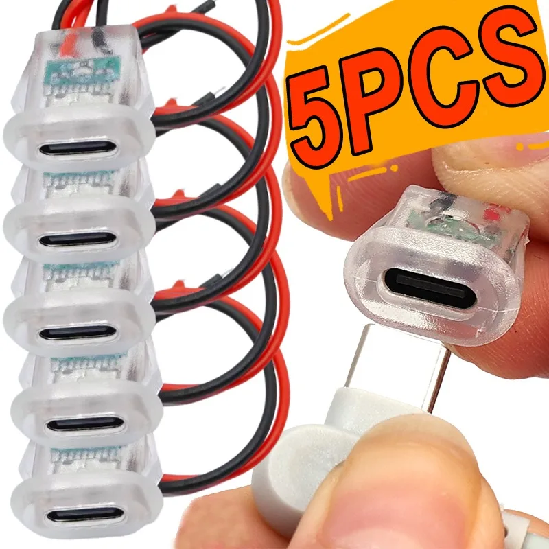 

1/2/3/5PCS Connector Jack Female Type-C with Card Buckle 3A High Current Fast Charging Jack Port Transparent Charger Plug Socket