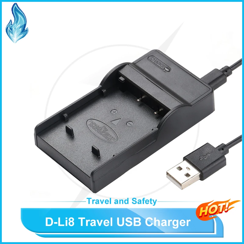 

D-Li8 Li-ion Battery USB Travel Charger for Pentax Digital Cameras A10 A20 A40 L20 T10 W10 WPi S4 S4i S5i S5n S6 Optio SVi