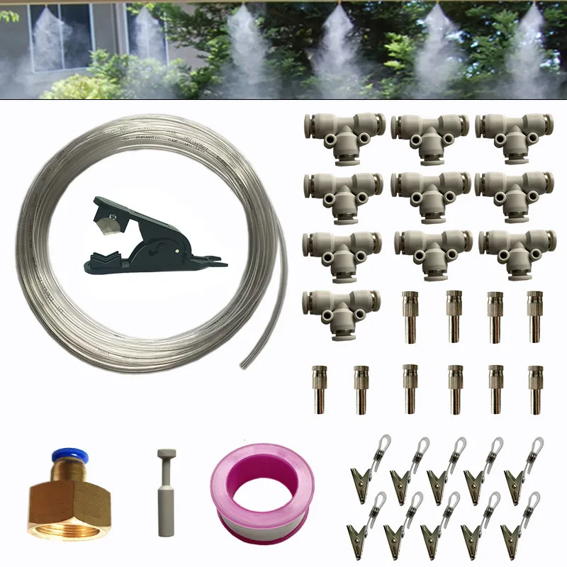 

A42 DIY 10M Water Garden Sprayer Outdoor Disinfection Misting System 10piece Fog Mist Nozzle Humidification Patio Plant Cooling