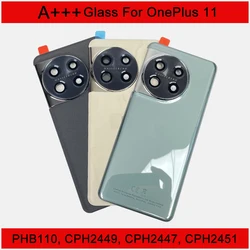 A+++ For Oneplus 11 5G Back Battery Cover With Camera Frame 1+11 Rear Battery Gorilla Glass Door Housing Case Repair Replace