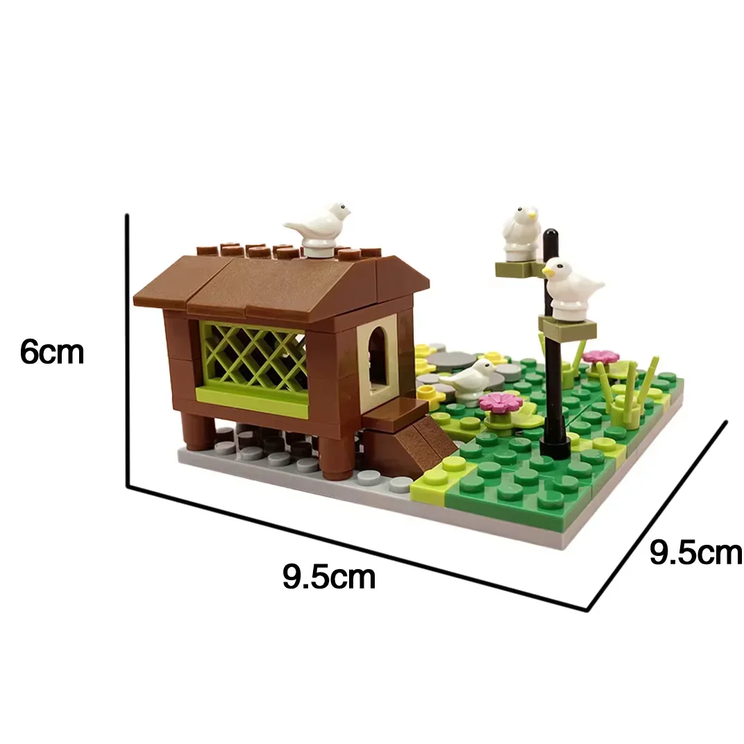 MOC Children's Farm Animal Poultry Building Block Toy Set DIY Construction Model Bird House City Building Bricks Parts