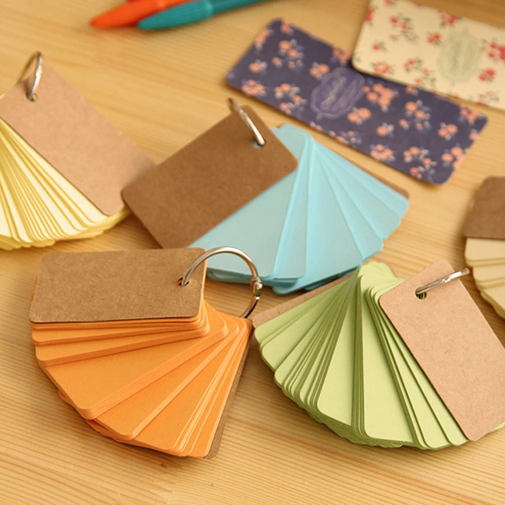 

5 шт. пустой блокнот для флеш-карт с металлическим кольцом для переплета для изучения индексных карточек пустые флэш-карты карточки с переплетом