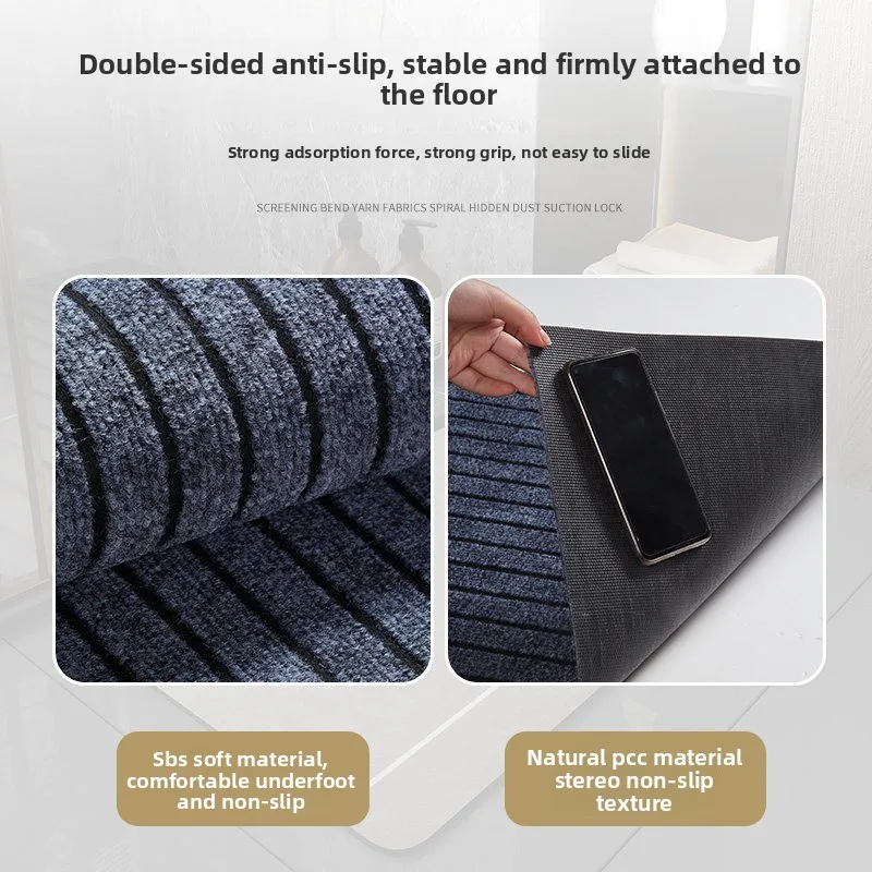 Simple striped blended kitchen floor mat Non-slip, water-absorbent, oil-resistant floor mat, long strip household mat 3