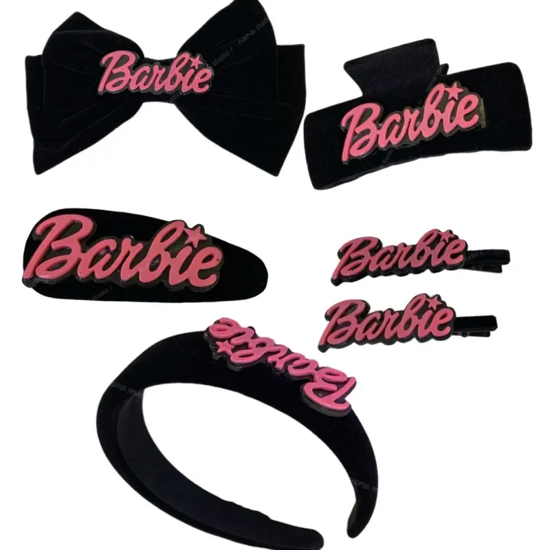 Cartoon Barbie Bow Tie Hair Accessories Hairpin Anime Cute Girls Fashion Headband Shark Clip Kawaii Sweet Bobby Pin Bangs Clip