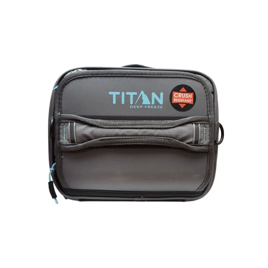 

Titan Fridge Cold Crush Resistant Expandable Lunch Bag With Reusable Gel Ice Packs Plus Food Container Set Gray and Blue