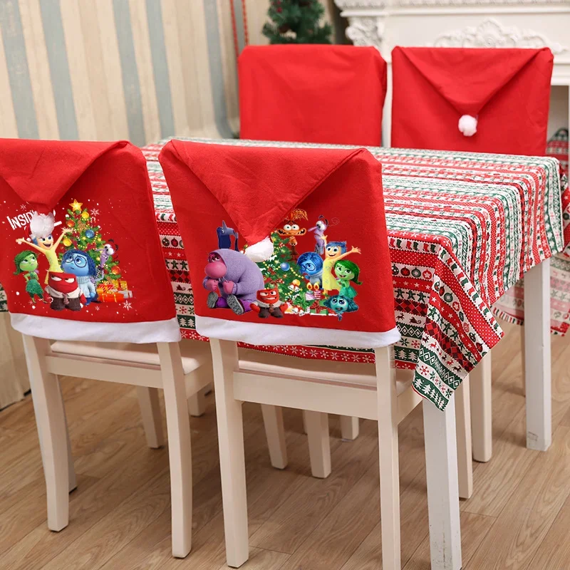 New Inside Out 2 Christmas Chair Covers Anger Joy Cartoon Anime Print New Year Dinner Party Living Room Home Decor Xmas Ornament