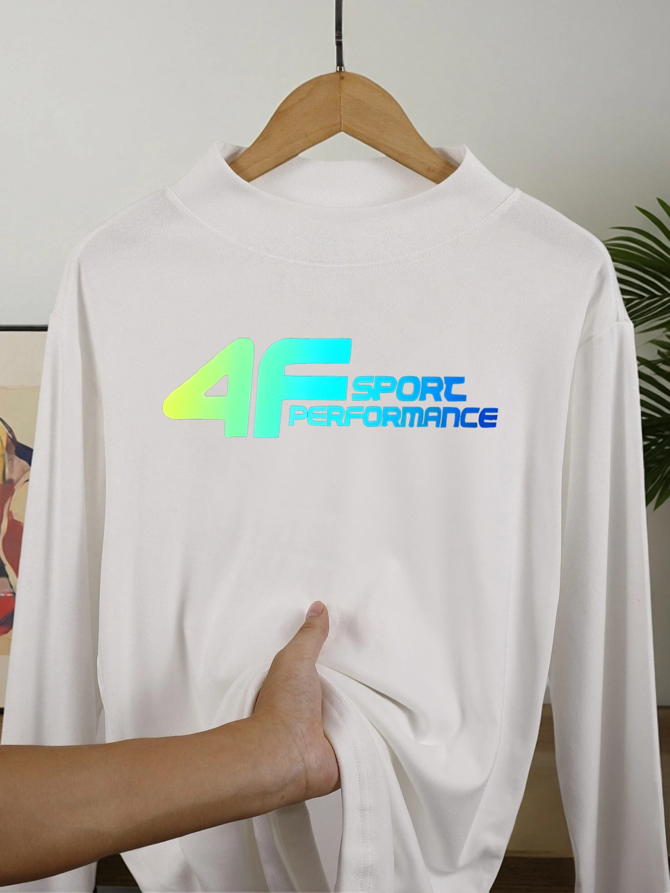 

Sport Performrnce Prints Man'S Basic Inner Wear Autumn Winter Long Sleeve Shirt Velvet Fleece Mock Neck Top Fit Thicken Clothing