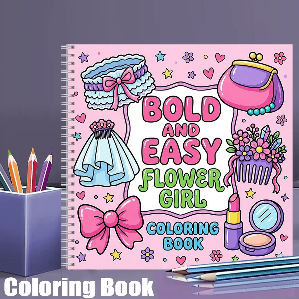 

Книга-раскраска Easy Flower Girl для взрослых, подарок на день рождения, принадлежности для школы, милая книга для рисования для взрослых