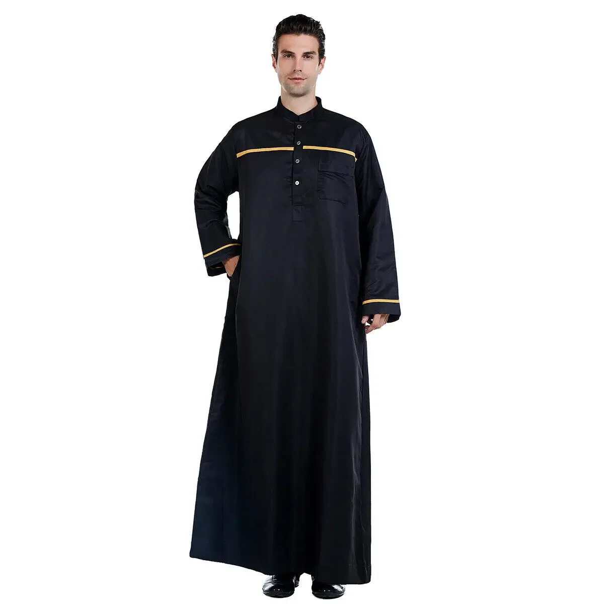 Uomini arabi sauditi Thobe Jubba Abaya Abbigliamento musulmano Dubai Abito islamico Caftano Abbigliamento tradizionale Abito a maniche lunghe Eid Ramadan