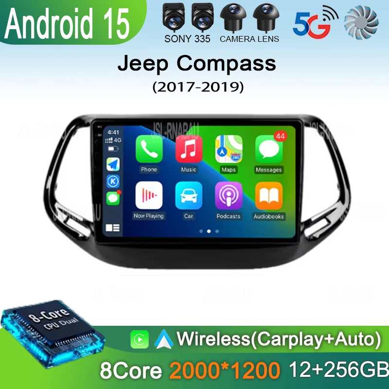 

Android 15 Carplay Auto 2K Screen Car Radio Multimedia Player For Jeep Compass 2017 2018 2019 Autoradio Stereo 2din Head Unit