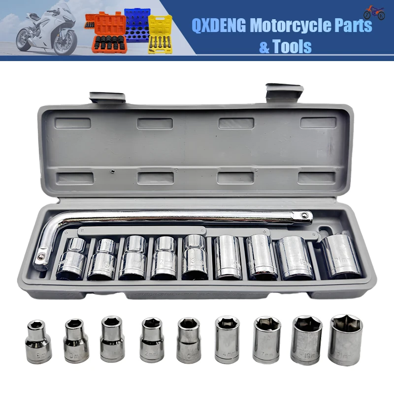 

Набор ключей с трещоткой 1/2 дюйма, 10 шт./компл., торцевой ключ с трещоткой, L-образный ключ, инструменты для разборки и ремонта для тяжелых автомобильных мотоциклов