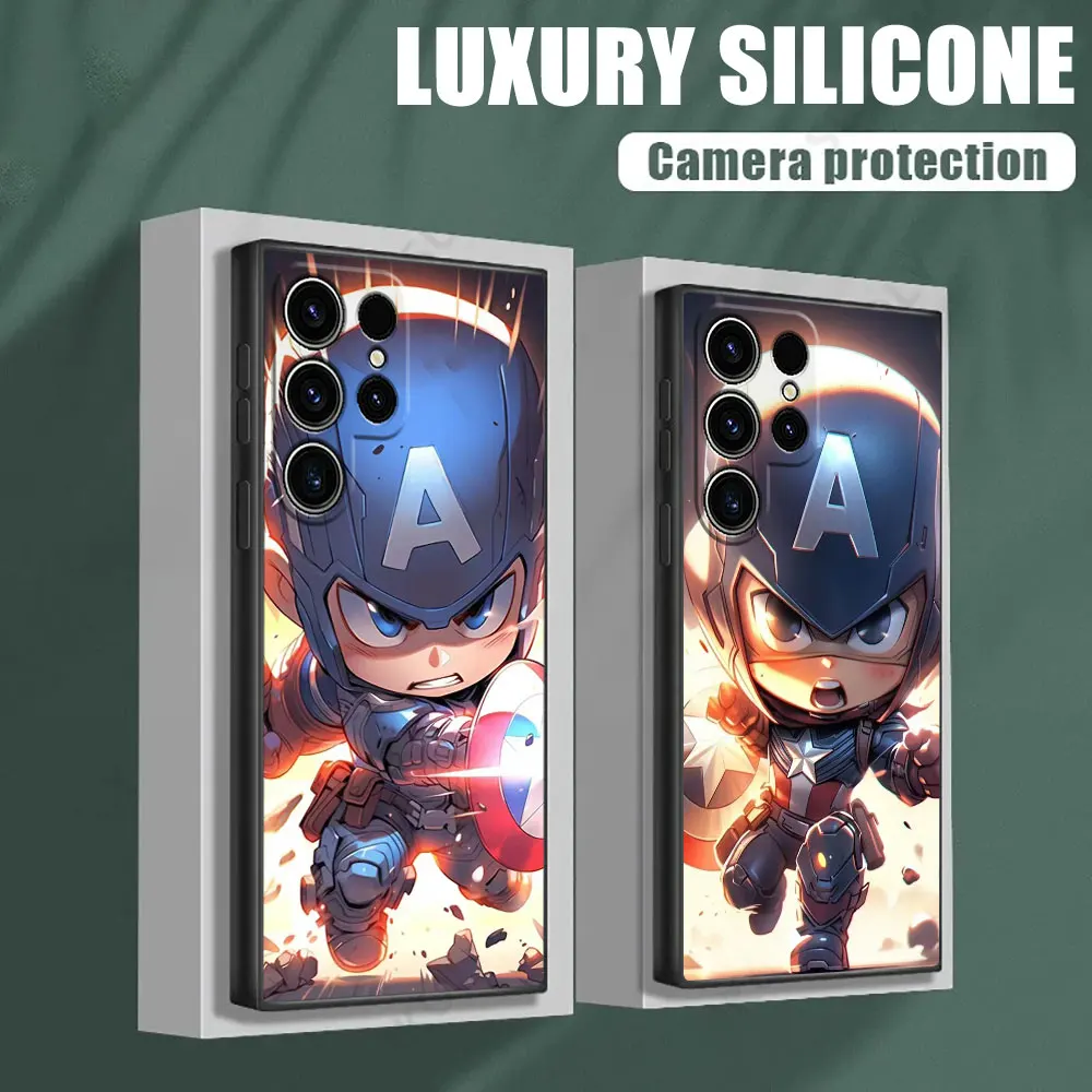 

Cute Captain America Cartoon Marvel Phone Case For Samsung Galaxy S24 Ultra Cases S23 S21 S20 FE S22 Plus Note 20 Ultra 10 Cover