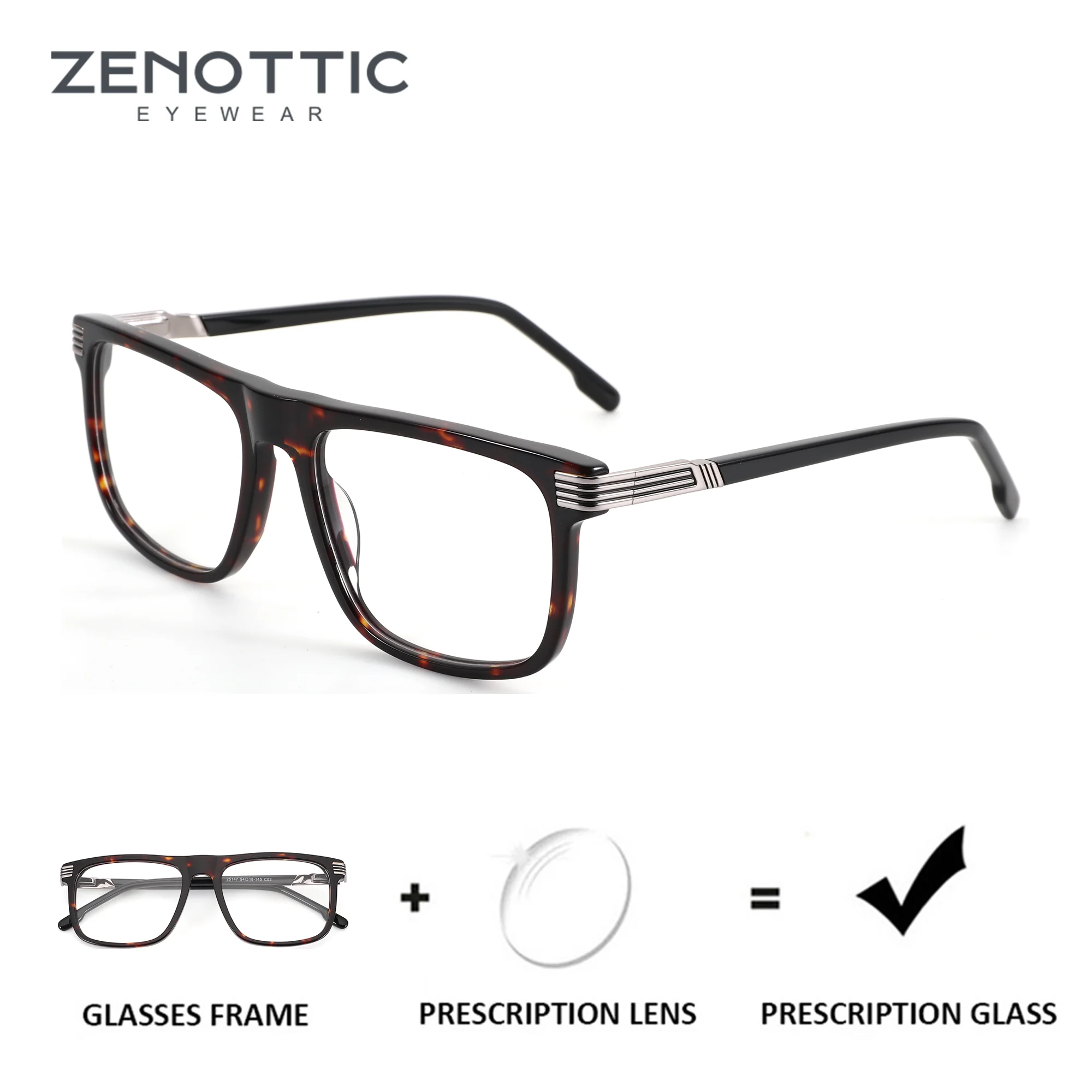 

Очки ZENOTTIC (размер L) квадратной формы из ацетата для мужчин, фотохромные линзы, оптические очки для коррекции близорукости с защитой от синего света