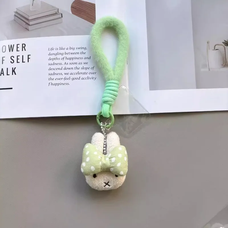 Porte-clés pendentif en peluche Miffy mignon, lanière de téléphone portable, bijoux de poupée en peluche, pendentif de sac à dos, cadeaux d'anniversaire pour garçons et filles