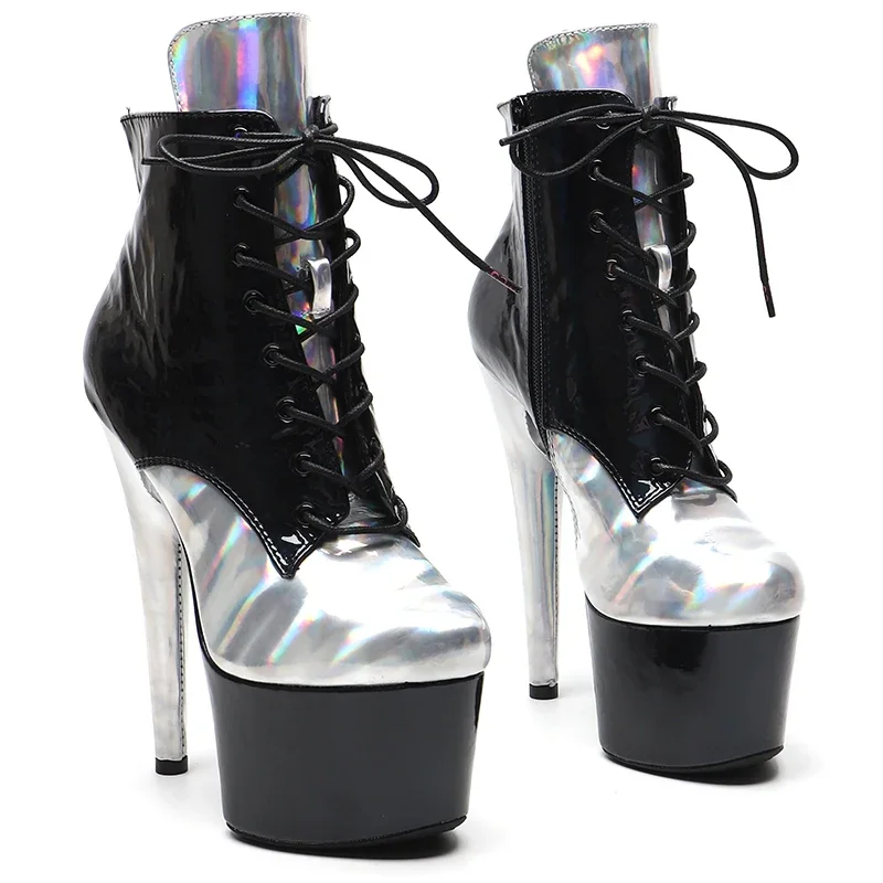 Leecabe Shiny PU  Upper 17CM/7inches Pole dancing shoes High Heel platform  stripper heel Pole Dance boot