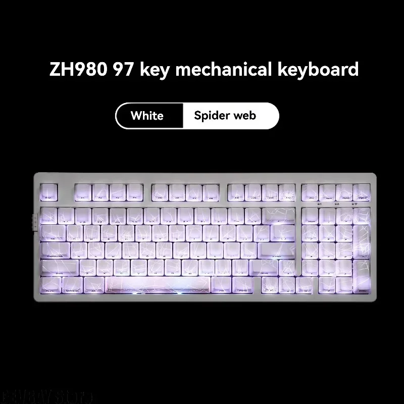 ZORNHER ZH980 Tri-Mode RGB Keyboard – Hot Swap Wireless Custom Side Engraved Spider Web