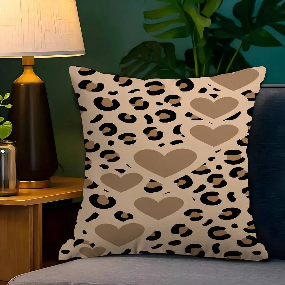 

Leopard Hearts Cushion Cover Inches Farmhouse Decor Home Throw Pillow Covers For Couch Decorations