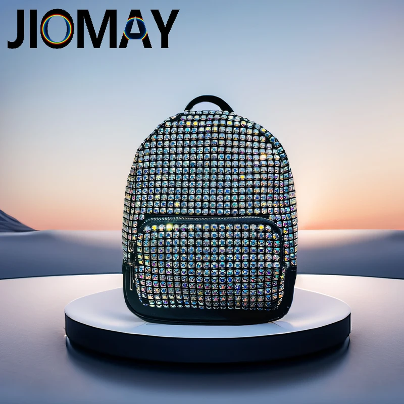 

JIOMAY Fashion Mini Backpack Luxury Brand Designer Bag Lightweight Women Leather Backpack Personality Rhinestone Backpack