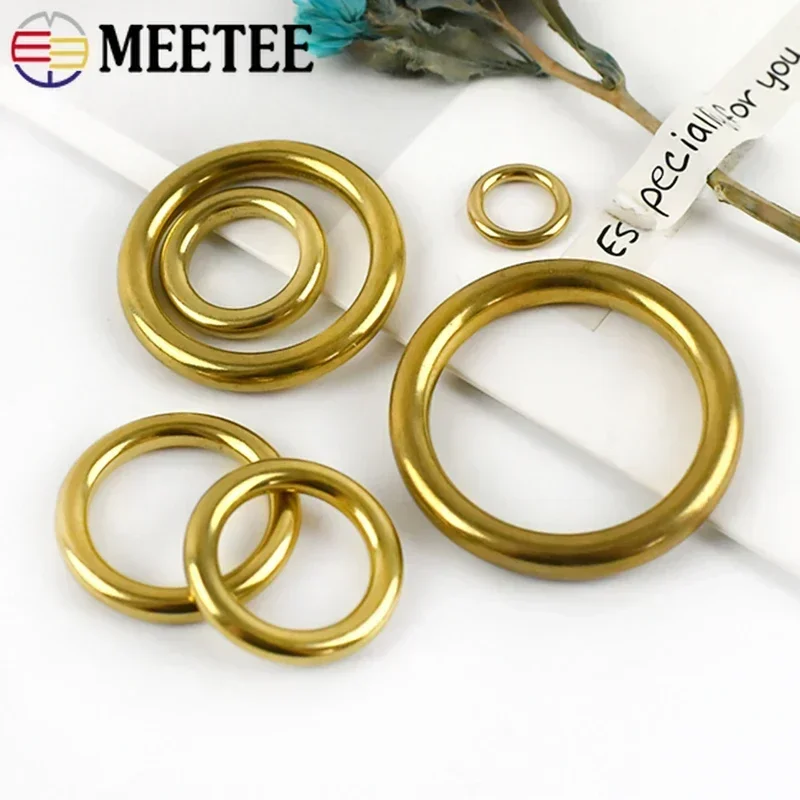 Meetee 5/10 Pz 8-51mm Ottone Puro O Ring Fibbia Portachiavi Borsa di Rame Cinghia di Collegamento Cerchio Anelli Fibbie Portachiavi FAI DA TE