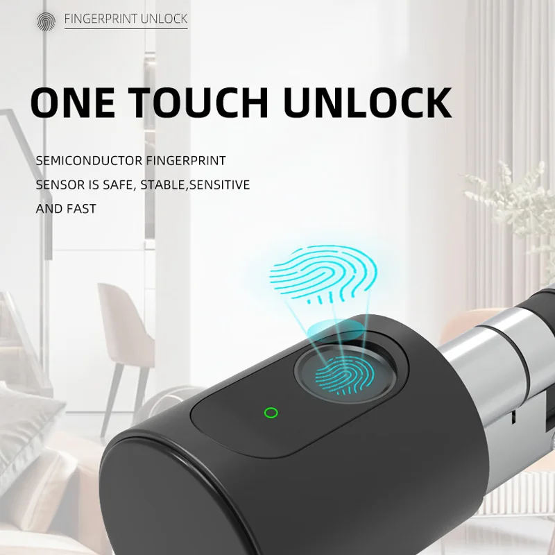 TUYA BLE Smart Home Door Lock DIY Cylinder Core Fingerprint APP Key IC Card Unlock Electronic Smart Lock Digital Keyless Replace