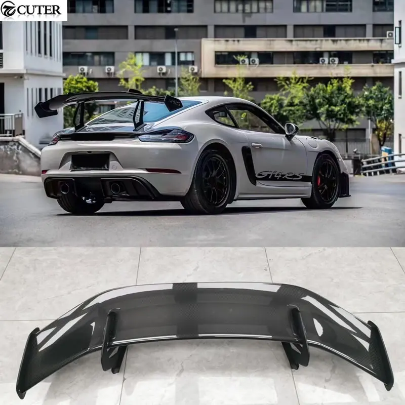 

718 Gt4 RS Style Carbon Fiber Rear Spoiler Frp Unpainted Rear Wing for Porsche Boxster Cayman 718 GT4RS Car Body Kit