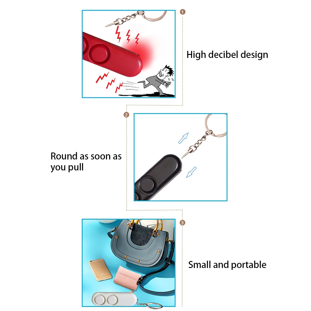 Громкие оповещения, брелок для сигнализации, ночная ходьба, бег, бег, безопасность, персональный тревожный инструмент, питание от батареи, безопасность, красный