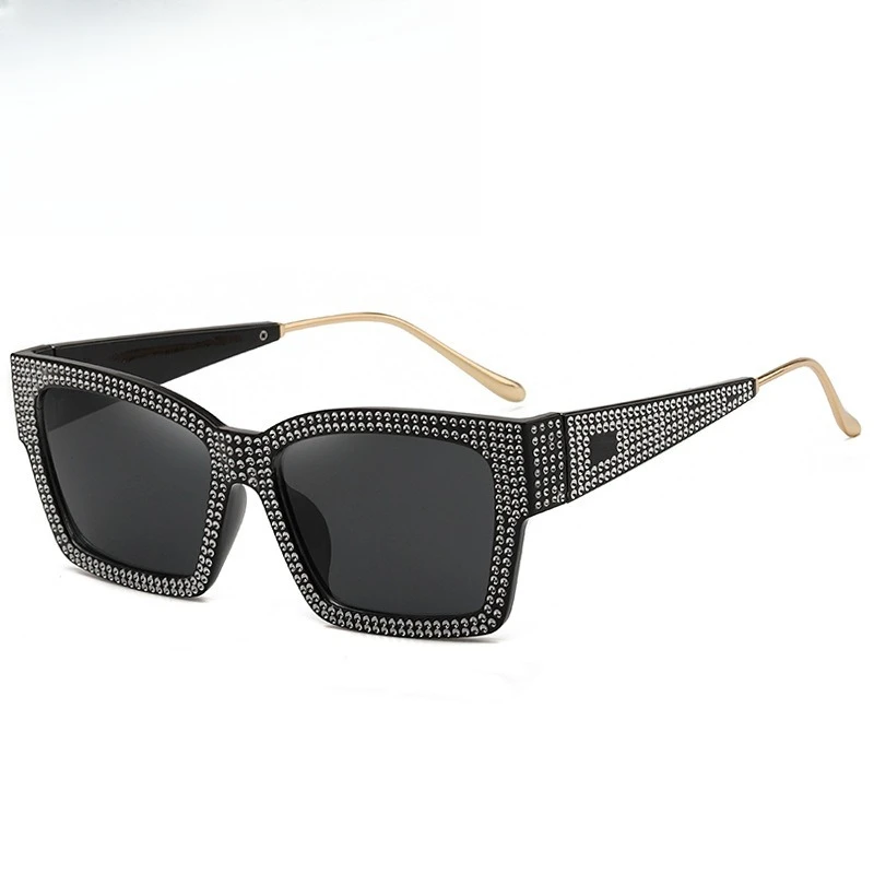 

Square Sunglasses Simple Retro Fashion Sunglasses Rhinestone Studded Square Sunglasses Women's Toad Glasses