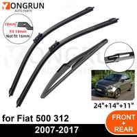 3PCS Car Wiper for Fiat 500 312 2007-2017 Front Rear Windshield Four Seasons durable Accessories 2007 2008 2009 2010 2016 2017