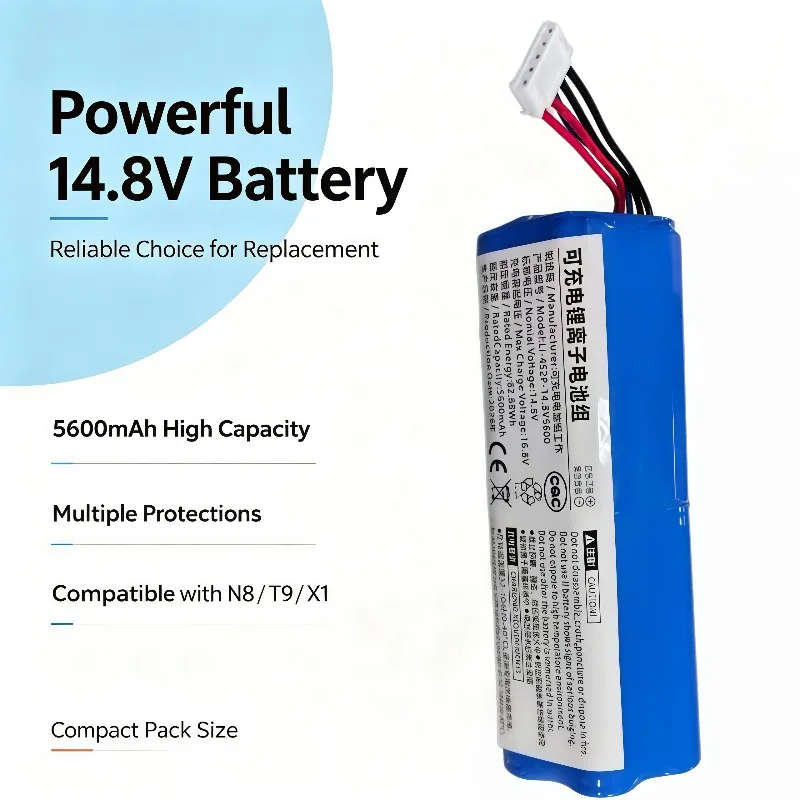 14.8V 5600mAh Rechargeable S10-Li-144 Battery, Dedicated for ECOVACS N8 Hybrid DBX11-11, 920,950, DX9G Sweeper