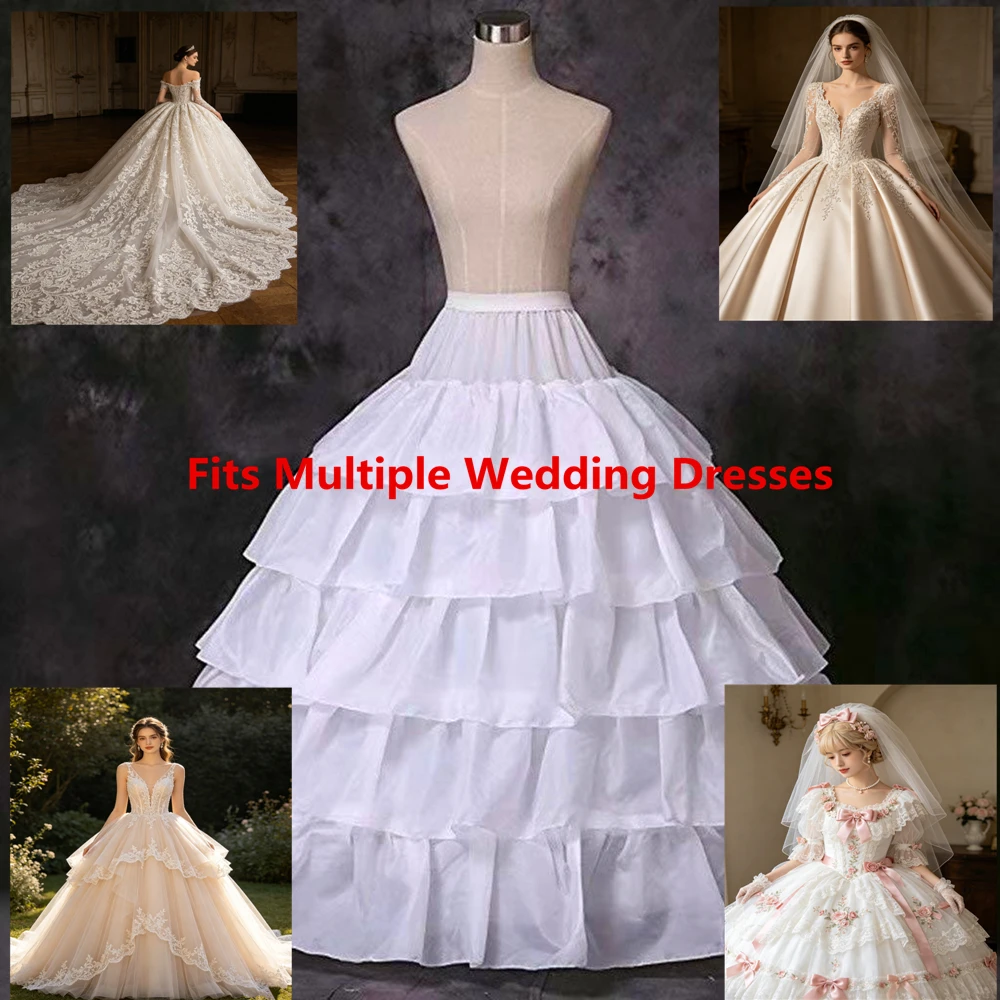Falda de tul esponjosa de 4/6 aros, sin varillas, de 4 capas, para vestido de quinceañera, vestido de novia, vestido de gala, estilo Lolita