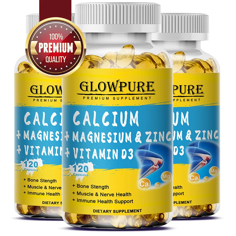 Calcium Magnesium Zinc Vitamin D3 - for Muscle, Bone, Joint, Nervous Immune System Health Capsules  | Non-GMO | Gluten Free